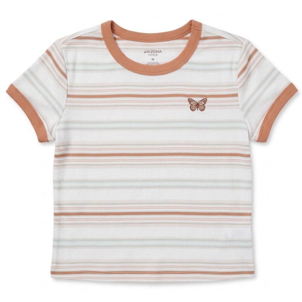 Arizona Jean Company Striped Butterfly Tee - White & Rust